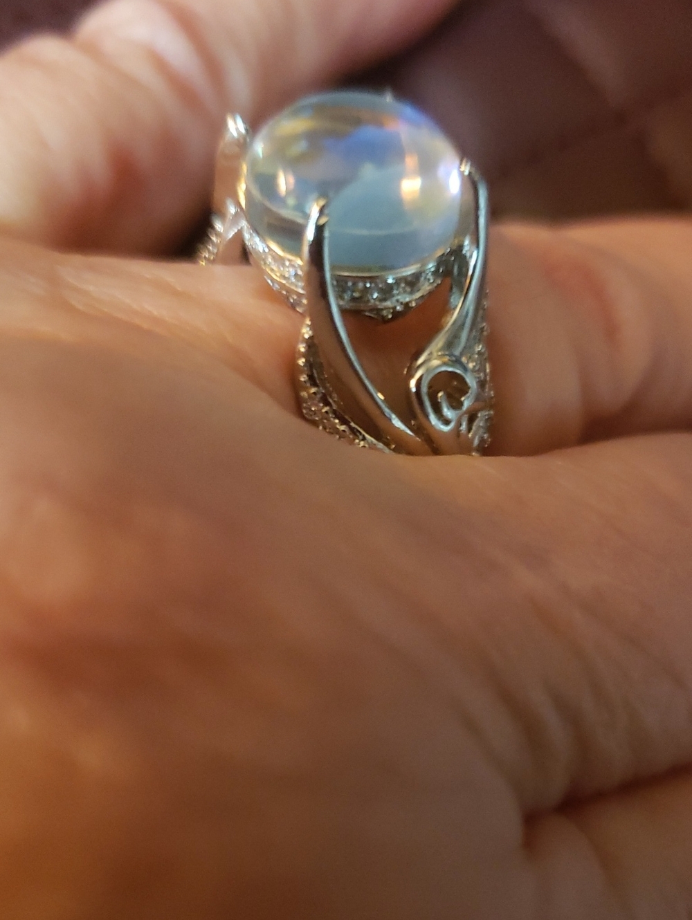 Two 925 Moonstone Rings